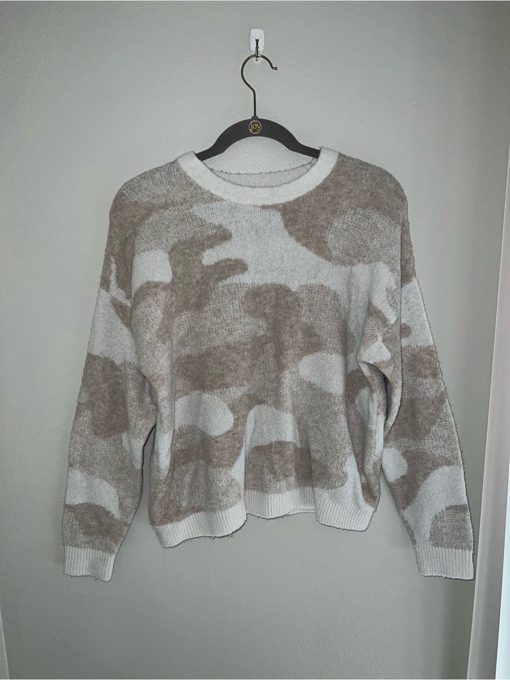 Lucky Brand Neutral Camo Crewneck Sweater - White & Tan
